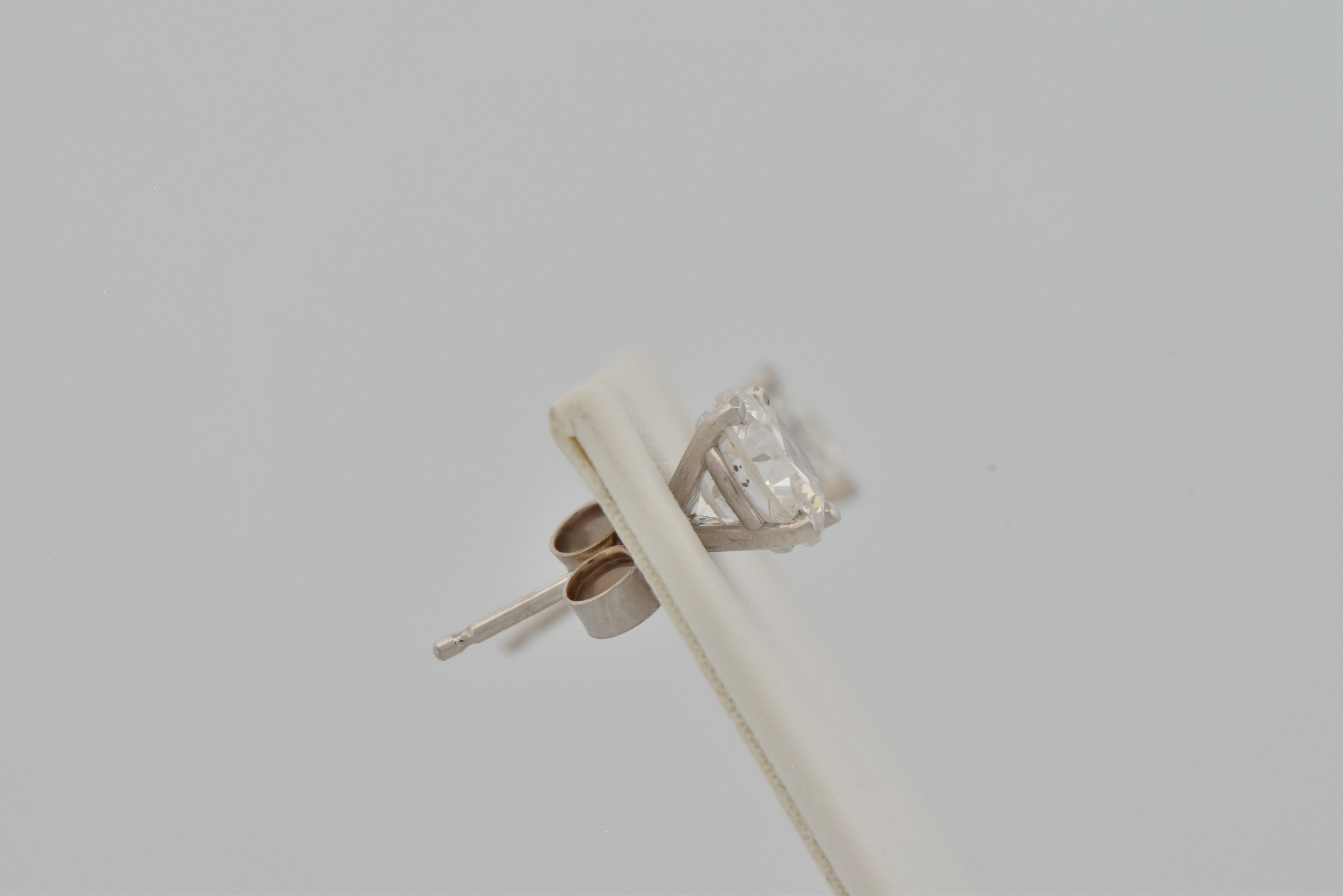 14K White Gold Diamond Stud Earrings with a 1.01 Carat Round Brilliant, VS2 Clarity, F Color GIA #2221696726 and a 1.01 Carat Round Brilliant, VS2 Clarity, F Color GIA #2161579221