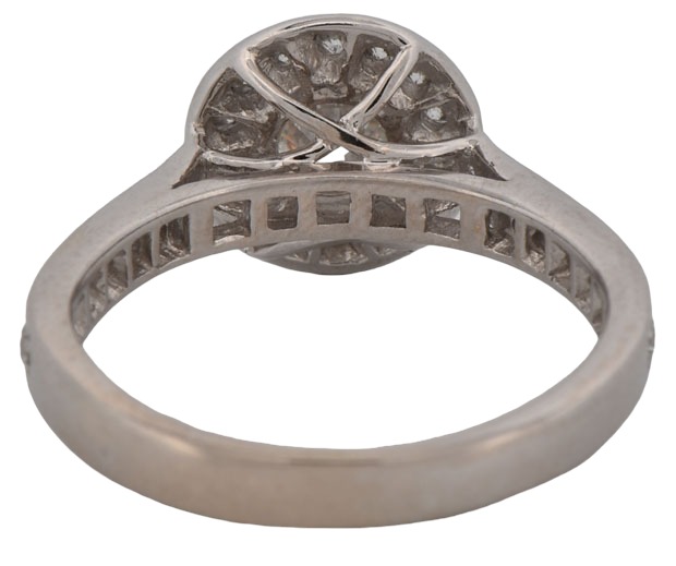 14K White Gold Estate Diamond Ring with an Approximate .50 Carat Round Cut Center Diamond, SI2 Clarity, H-I Color and Approximately .30 Carat Total Weight in Side Round Diamonds, SI1, H-I. 2.2 dwt.