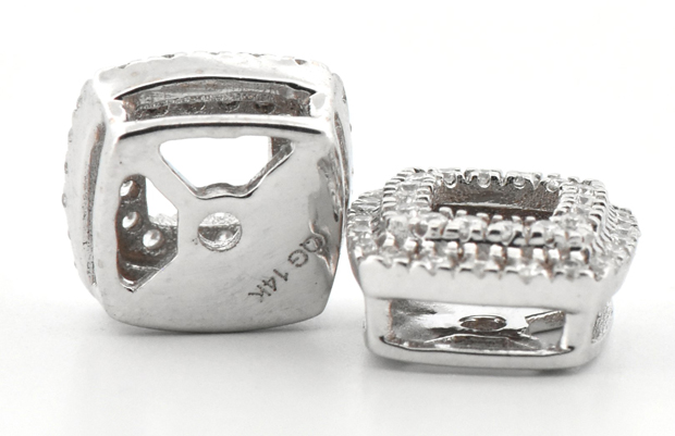 14k White Gold Diamond Square Earring Jackets 0.228 cttw