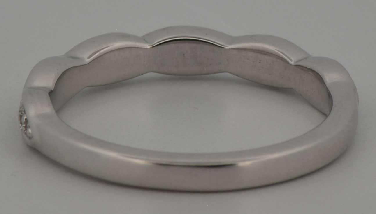14K White Gold Diamond Wedding Band with .18 Carat Total Weight in Round Cut Diamonds, SI1 Clarity, G-H Color. Finger Size 5.5.