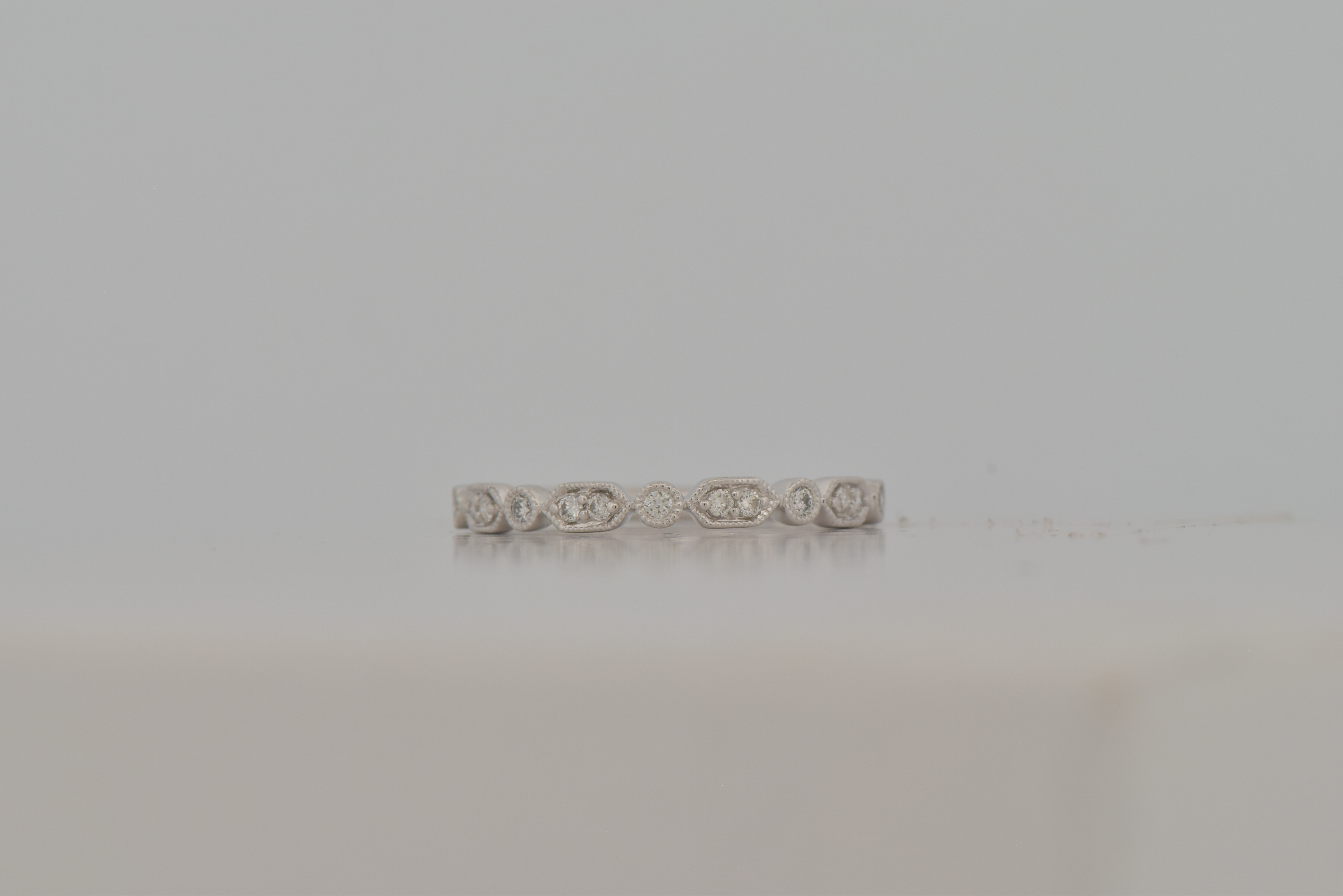 14K White Gold Diamond Band with .15 Carat Total Weight in Round Diamonds, SI Clarity, H Color