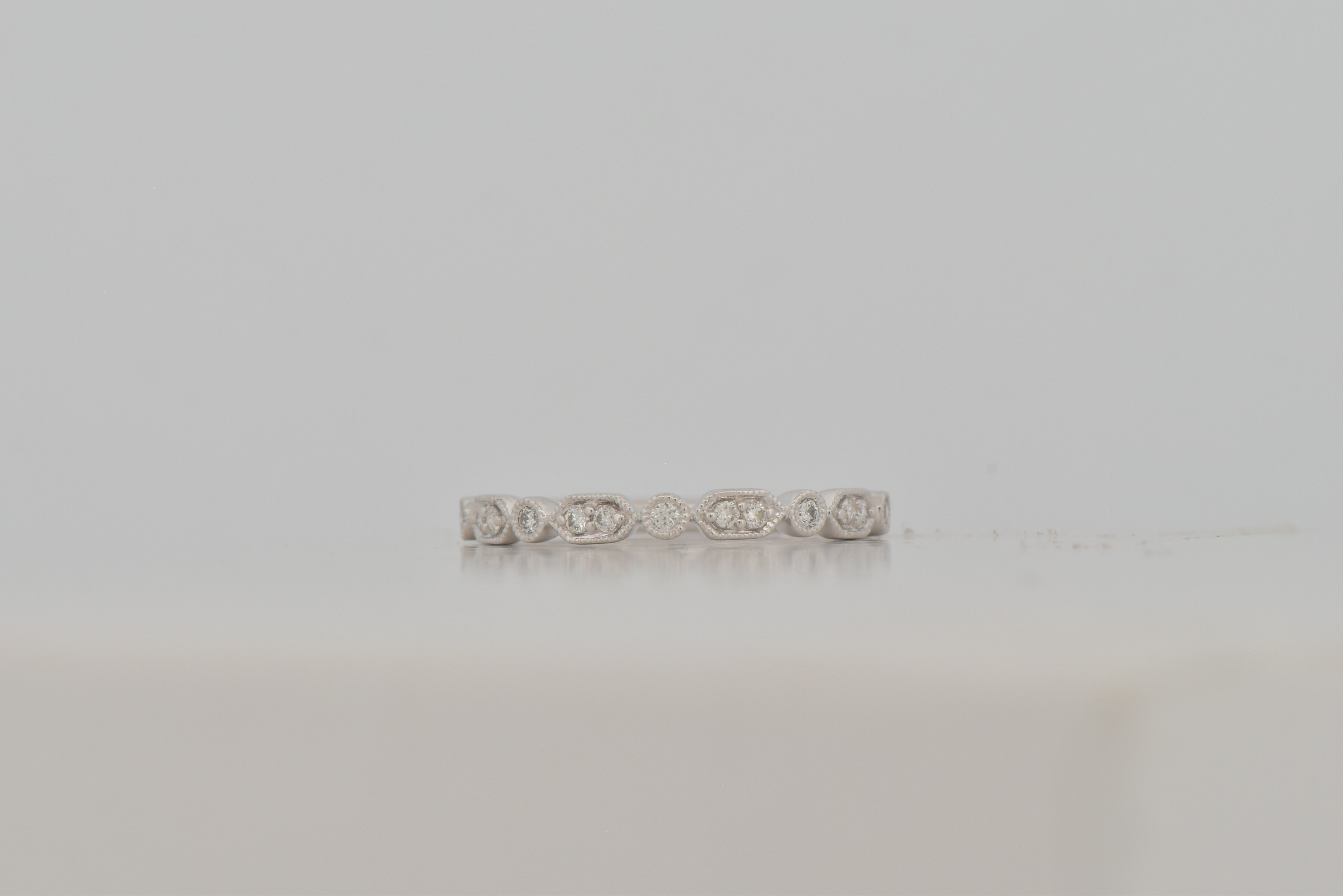 14K White Gold Diamond Band with .15 Carat Total Weight in Round Diamonds, SI Clarity, H Color