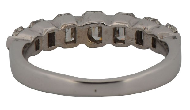 14K White Gold Diamond band with Approximately 1.500 Carat Total Weight in Emerald Cut Diamonds, SI1-2 Clarity, I-J Color