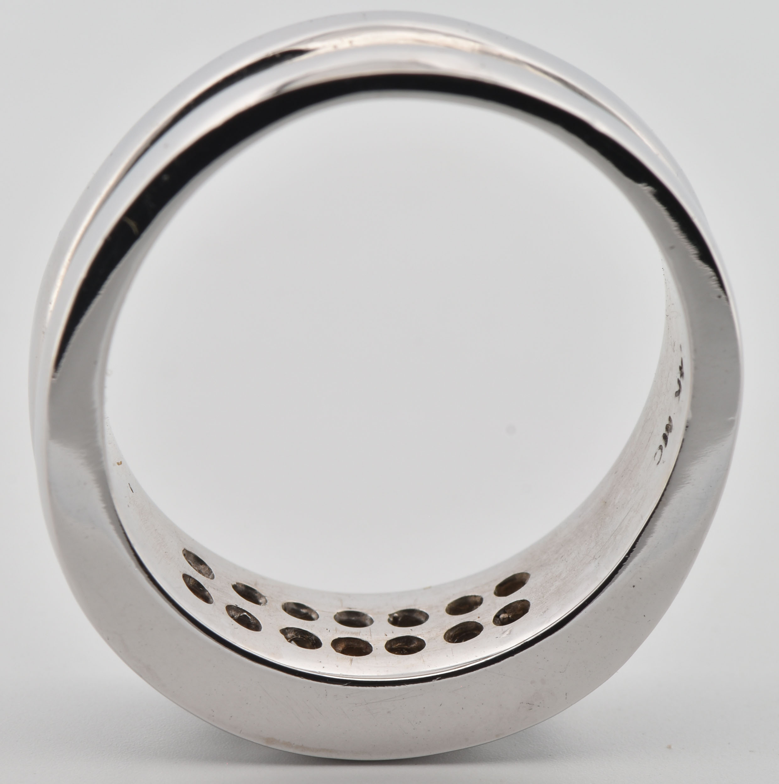 14K White Gold Mans Diamond Ring with Approximately 1.75 Carat Total Weight in Modifed Square Diamonds, SI Clarity, G Color