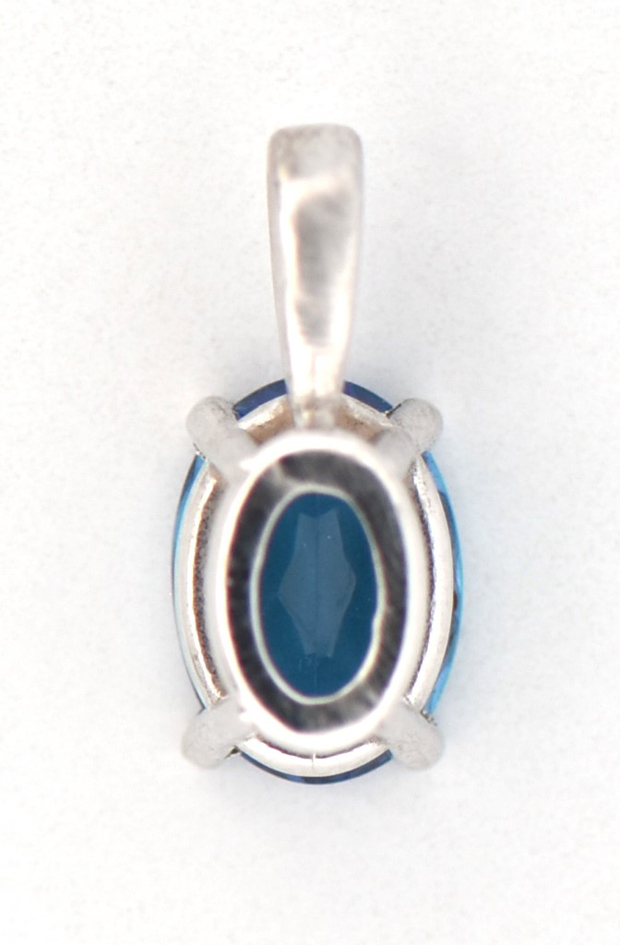 14K White Gold Pendant with .89 Carat Oval Blue Paraiba Tourmaline