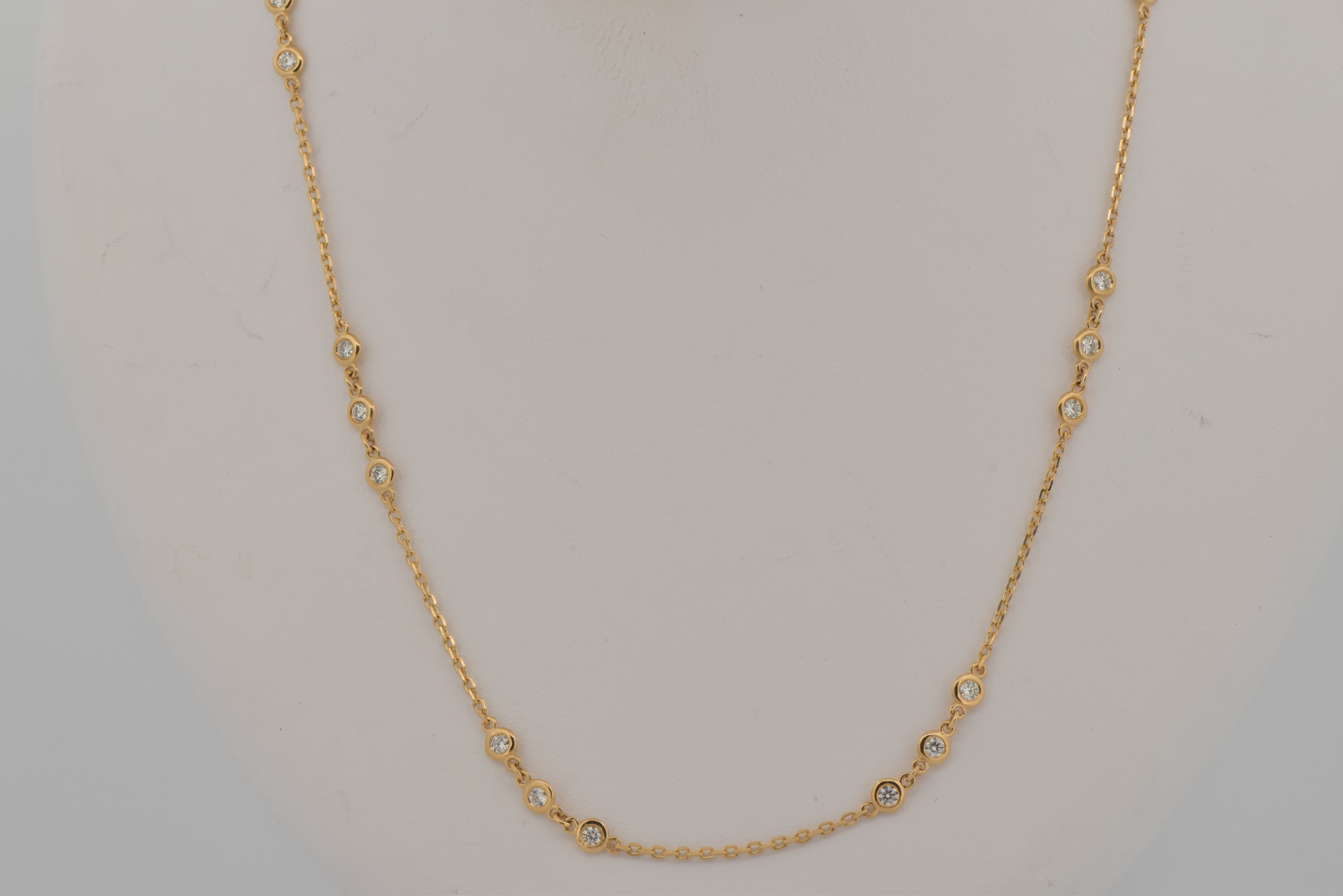 14K Yellow Gold Diamond by the Yard Necklace with 1.02 Carat Total Weight in Round Brilliant Diamonds, SI Clarity, G-H Color