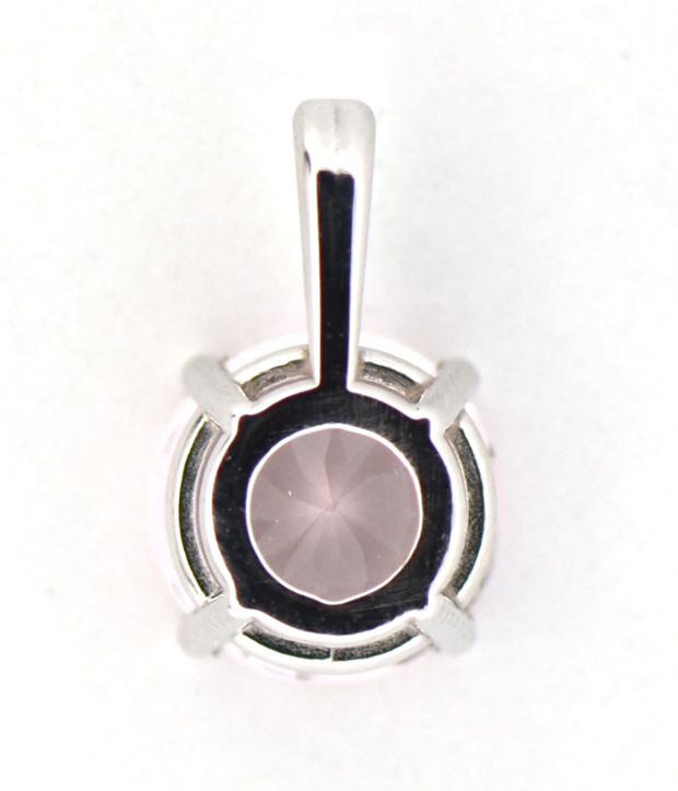 14K White Gold Solitaire Pendant with a 1.21 Carat Round Morganite.
