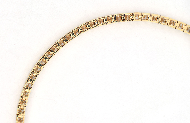 14K Yellow Gold Diamond Bracelet with 3.45 Carat Total Weight in Round Brilliant Diamonds, SI Clarity, G-H Color
