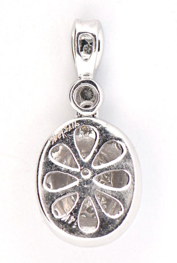 14K White Gold Estate Diamond Pendant with Approximately .25 Carat Total Weight in Round Cut Diamonds, SI2 Clarity, I Color. 2.4 dwt.