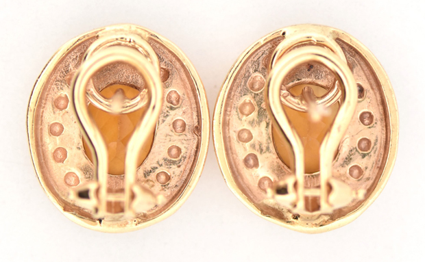 14K Yellow Gold Estate Citrine Earrings. 6.0 dwt.