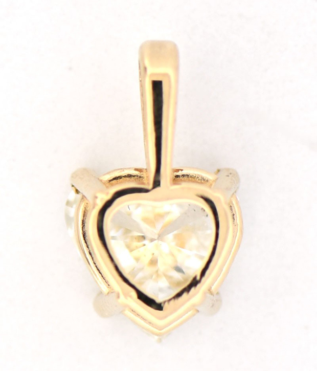 14K Yellow Gold Diamond Pendant with a 1.11 Carat Heart Brilliant Diamond, SI2 Clarity, J Color GIA #6233859242