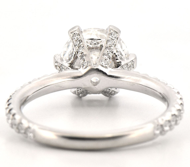 Platinum Diamond Ring with a 2.01 Carat Round Brilliant Diamond, VS2 Clarity, F Color, GIA #2213016388 and Approximately .30 Carat Total Weight in Round Brilliant Side DIamonds