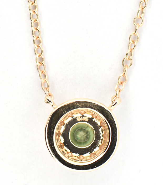 14K Yellow Gold 18" Necklace with a .33 Carat Demantoid Garnet and .35 Carat Total Weight in Round Brilliant Diamonds, SI Clarity, H Color