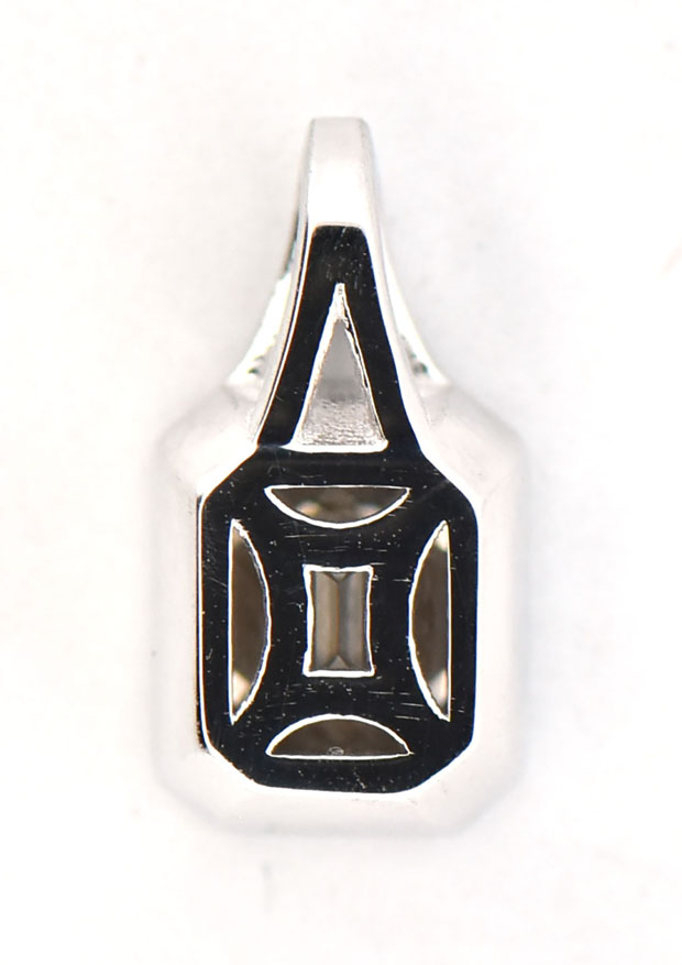 14K White Gold Diamond Pendant with a 1.08 Carat Emerald Cut Diamond, VS2 Clarity, H Color GIA #2225446929