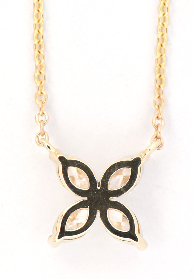 14K Yellow Gold Diamond Pendant with Four Marquise Diamonds Weighing .97 Carat Total Weight, SI Clarity, J-K Color
