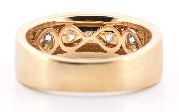 14K Yellow Gold Band with Approximately .80 Carat Total Weight in Round Brilliant Diamonds, SI2 Clarity, I Color