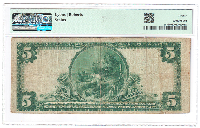 1902 $5 Red Seal - Nashville, IL Charter #6524 - PMG VF-20/stains