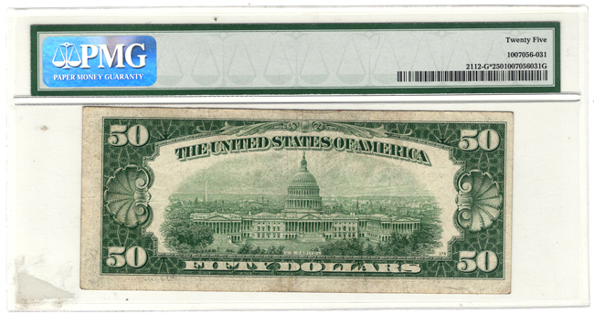 1950-E $50 Chicago Star Fr#2112-G - PMG VF-25