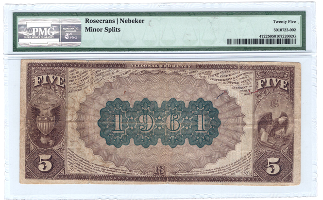 1882 $5 Brown Back - Flora, IL Charter #1961 - PMG VF-25/minor splits
