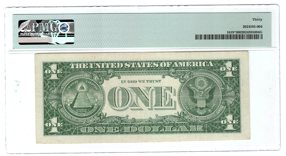 Error Currency Star Note - 1957 $1 Silver Certificate Fr# 1619* Gutter Forl - PMG VF-30