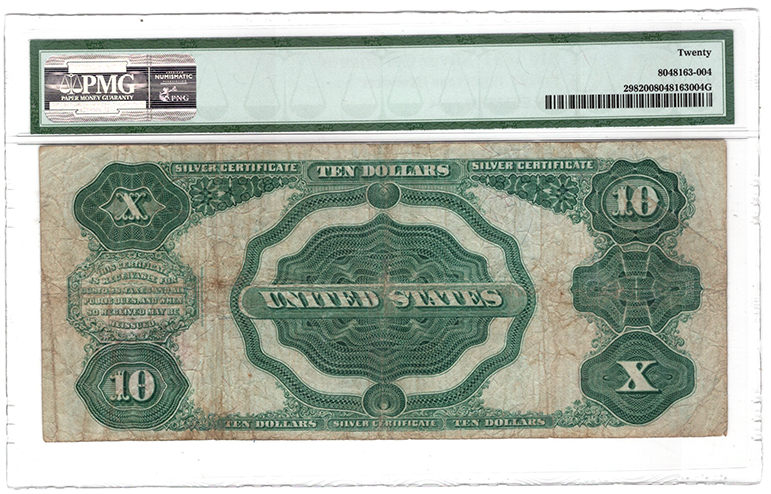 1891 $10 Tombstone Fr# 298 - PMG VF-20