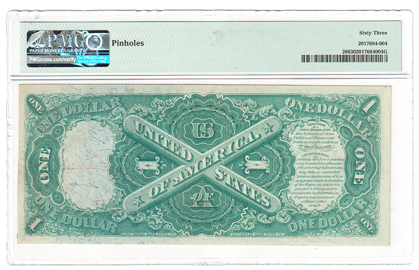 1875 $1 Fr# 26 - PMG ChCU-63/pinholes
