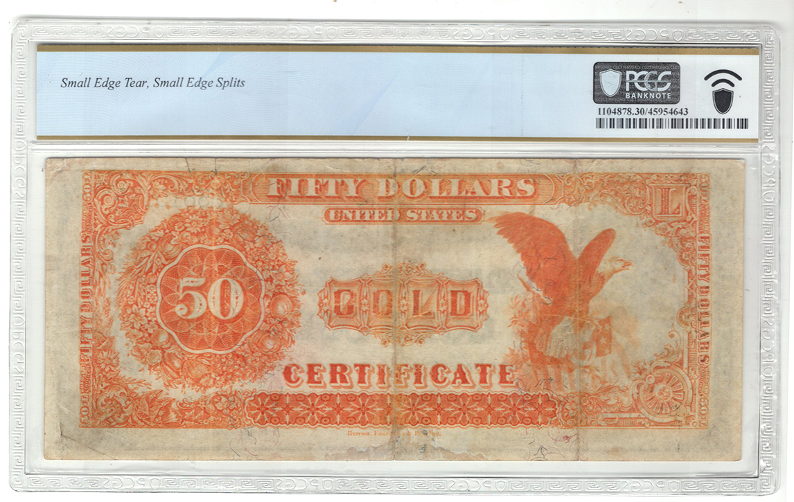 1882 $50 Fr# 1195 - PCGS VF-30/small edge tear/small edge splits