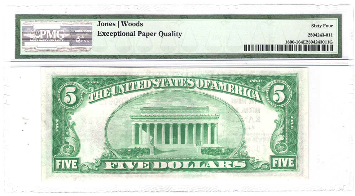 1929 $5 Type 1 - Kansas, IL Charter #9293 - PMG ChCU-64 EPQ