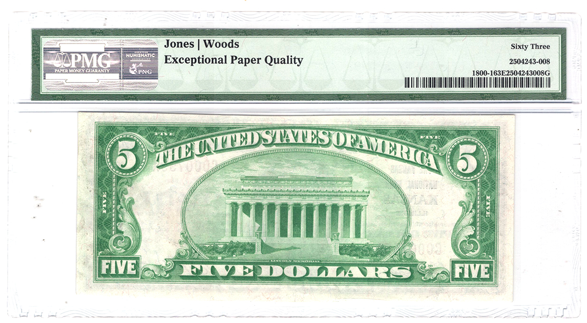 1929 $5 Type 1 - Kansas, IL Charter #9293 - PMG ChCU-63 EPQ