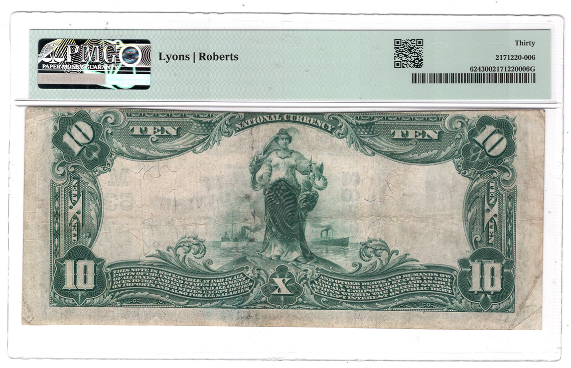 1902 $10 Blue Seal - Neosho, MO Charter #6382 - PMG VF-30