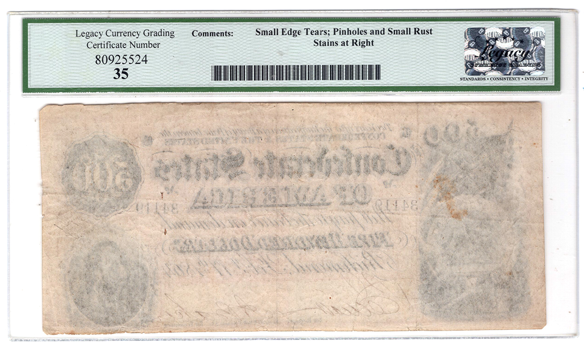 February 17, 1864 - Richmond, Virginia - Legacy VF-35/small edge tears/pinholes/small rust/stains
