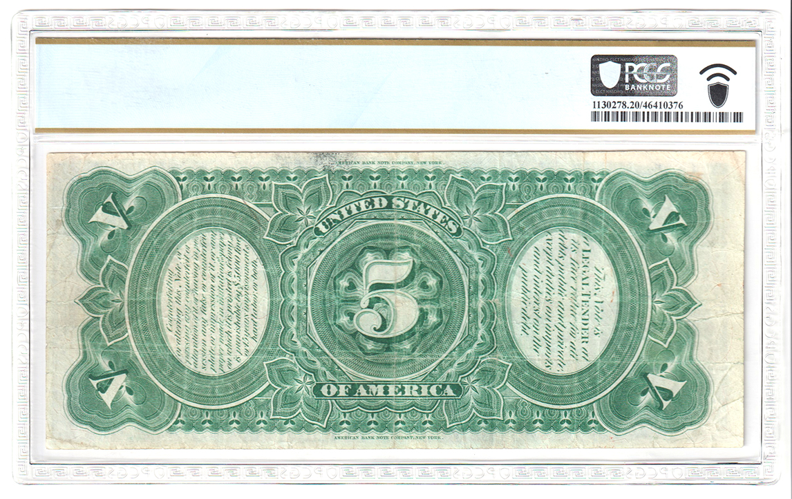 1869 $5 Woodchopper Fr# 64 - PCGS VF-20