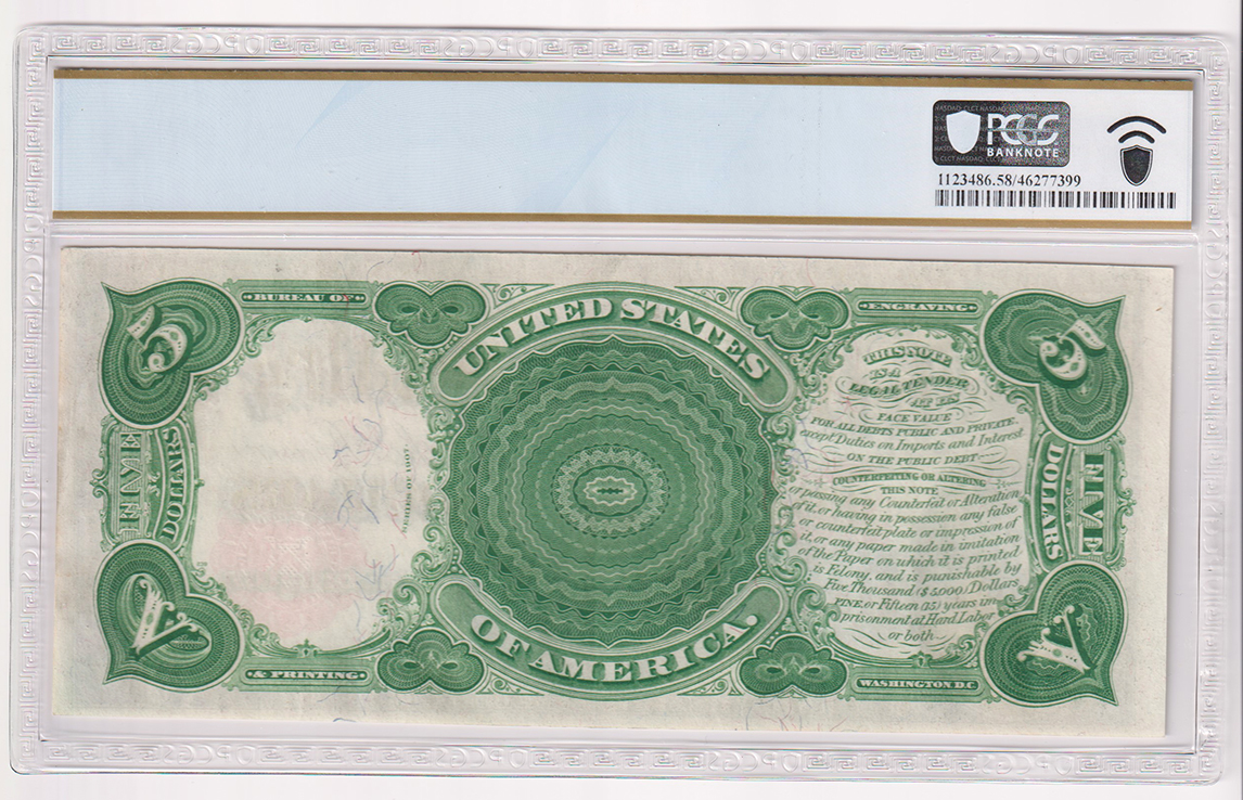 1907 $5 Woodchopper Fr# 91 - PCGS AU-58 EPQ