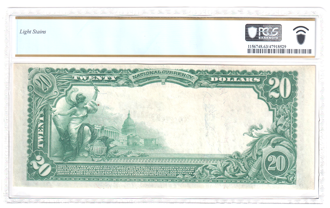1902 $20 Blue Seal - O'Fallon, IL Charter #6924 - PCGS ChCU-63/light stains