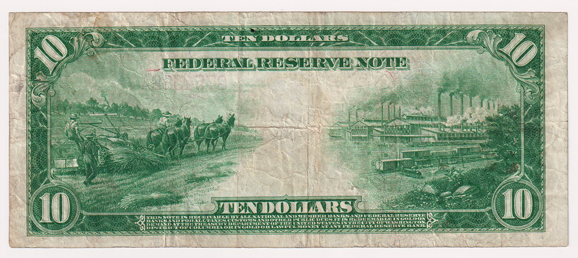 1914 $10 Chicago Red Seal - VF/small internal hole