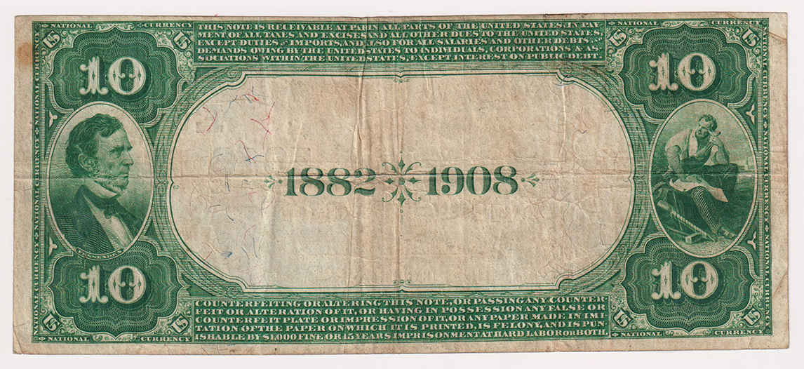 1882 $10 Value Back - Washington, DC Charter #5046 - VF