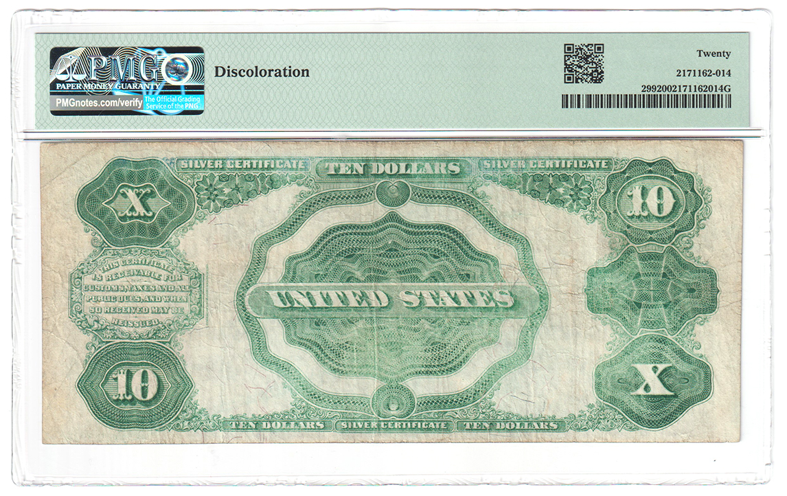 1891 $10 Tombstone Fr# 299 - PMG VF-20/discoloration