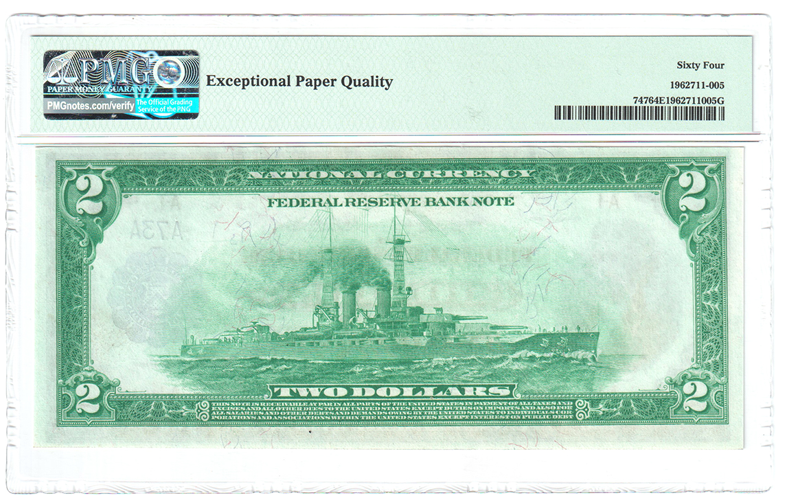 1918 $2 Boston Battleship Fr# 747 - PMG ChCU-64 EPQ