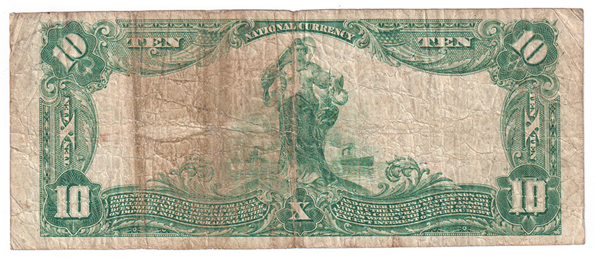 1902 $10 Blue Seal - Worden, IL Charter #10669 - F/stained