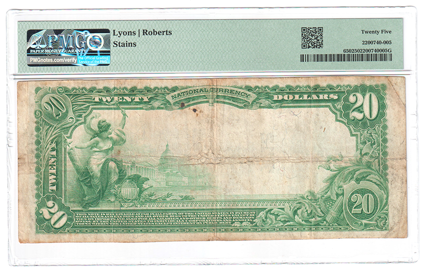 1902 $20 Blue Seal - Grand Tower, IL Charter #7712 - PMG VF-25/stains