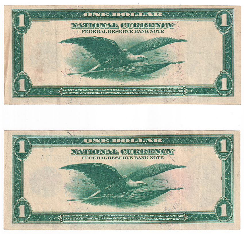 Sequential pair of 1918 $1 Chicago - XF