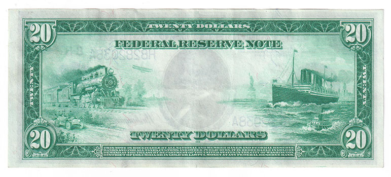 1914 $20 St. Louis Blue Seal - AU