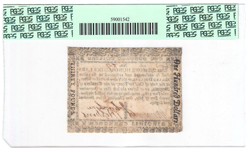 July 14, 1780 Virginia $100 - PCGS XF-40