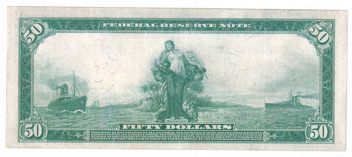 1914 $50 St. Louis Blue Seal - VF