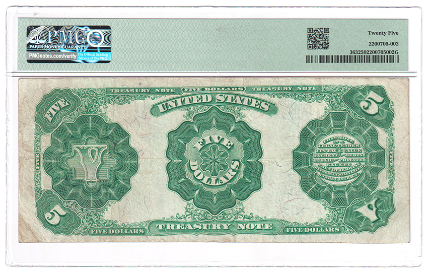 1891 $5 Fr# 363 - PMG VF-25