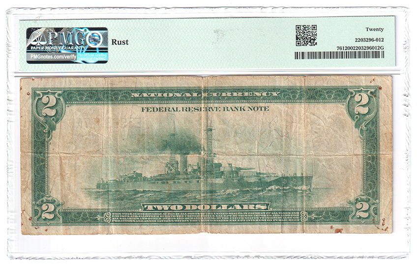 1918 $2 Richmond Battleship Fr# 761 - PMG VF-20/rust
