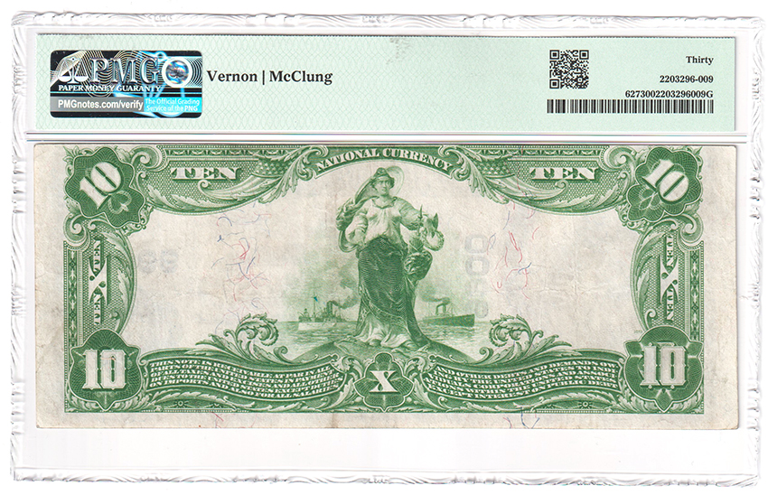 1902 $10 Blue Seal - New York, NY Charter #9900 - PMG VF-30