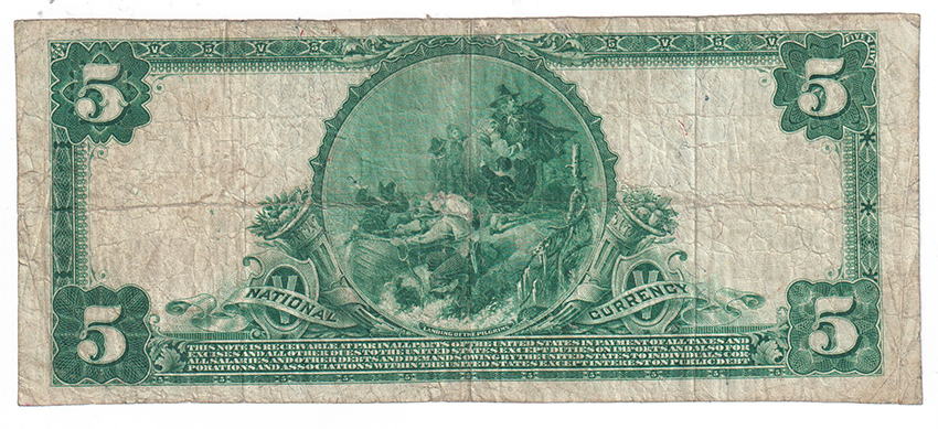 1902 $5 Red Seal - New York, NY Charter #1374 - VF/pinhole