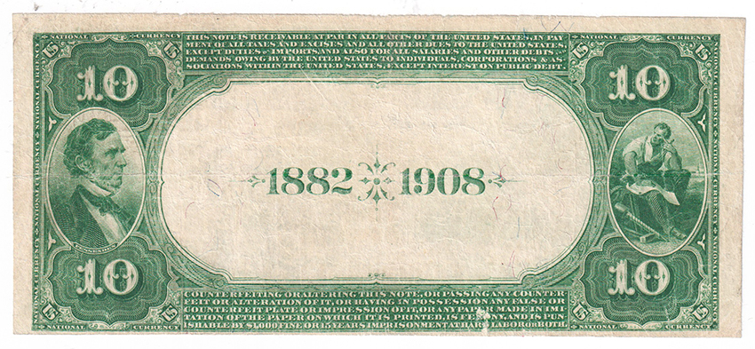 1882 $10 Date Back - Saint Louis, MO Charter #5002 - VF