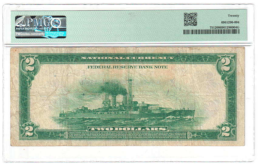 1918 $2 New York Battleship Fr# 751 - PMG VF-20